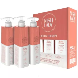 NISH LADY PROFESJONALNY ZESTAW DO ZABIEGU PROSTOWANIA WŁOSÓW BOTOX THERAPY 3X 503 ML