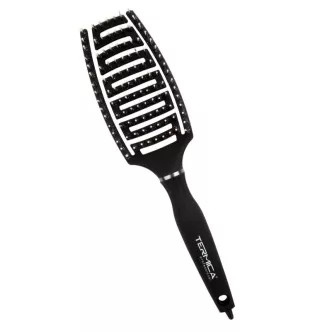 TERMICA Szczotka do rozczesywania włosów FLEX M Nylon + Dzik - CZARNA